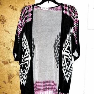 Pink and black kimono style top